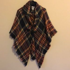Plaid poncho